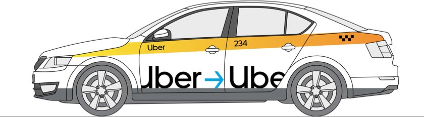 Брендирование Uber с оклейкой такси по ГОСТу, левая сторона